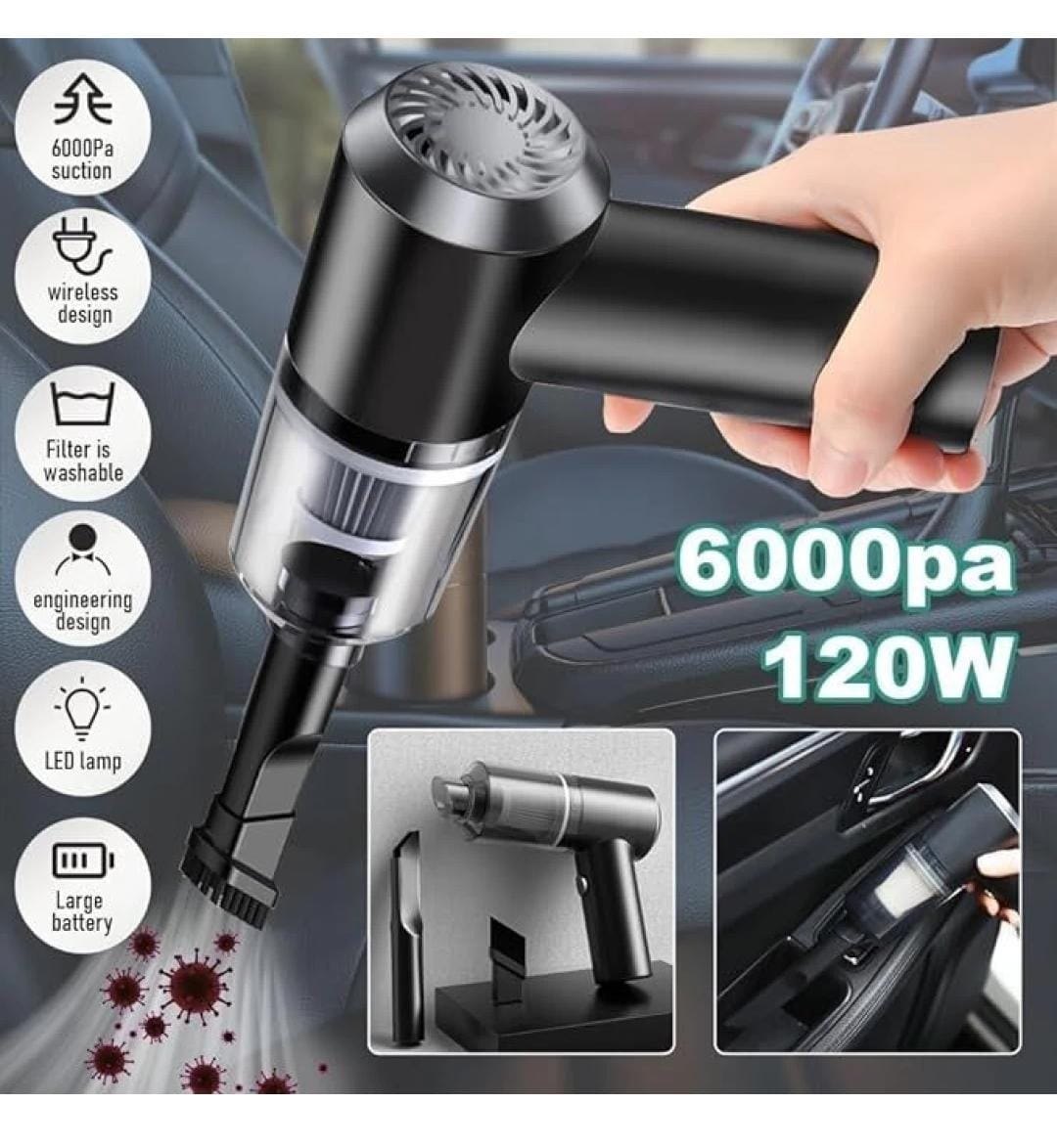 3 in 1 Portable Wireless Vacuum Cleaner, 120 Watts
